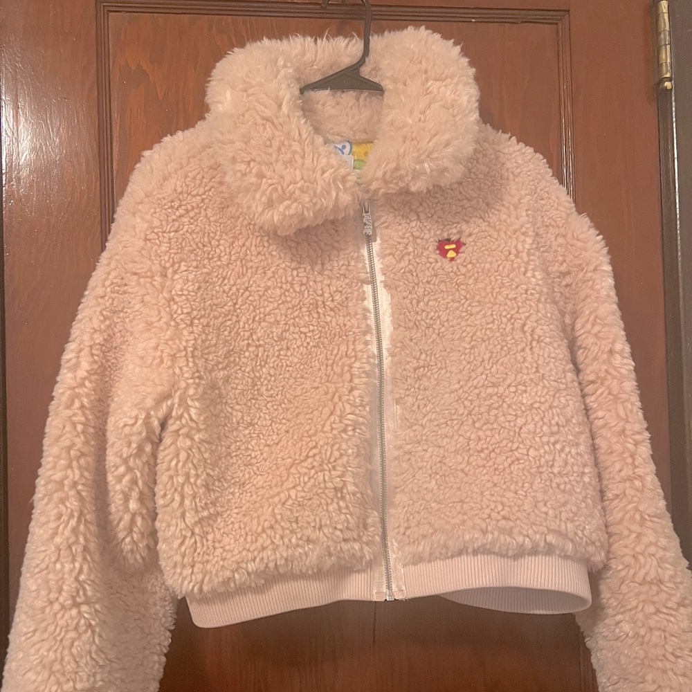 APEE By A BATHING APE Women's Faux Fur Zip Up Jacket Pink Size S